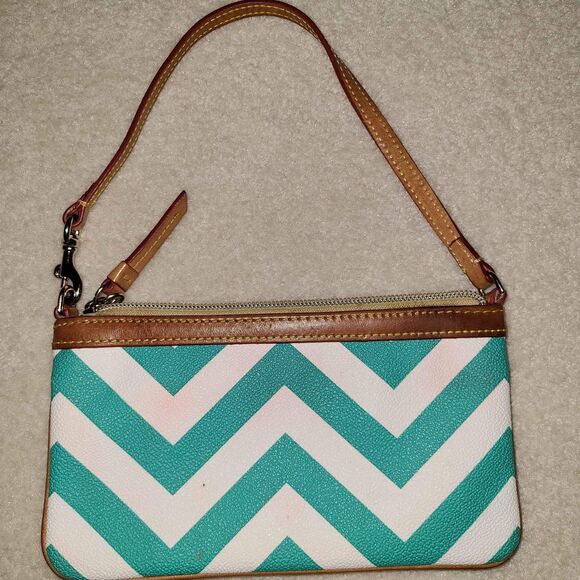 Dooney & Bourke Designer Striped Wristlet Clutch Handbag Purse - Picture 2 of 5